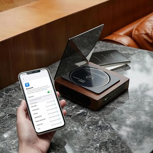 مشغل أقراص مضغوطة محمول DVP-560 مع بلوتوث، ومكبرات صوت مزدوجة مدمجة، وتصميم خشبي قديم، وبطارية قابلة لإعادة الشحن، ومخرج SPDIF، ومشغل أقراص مضغوطة مدمج لديكور المنزل، هدية مثالية in Kuwait