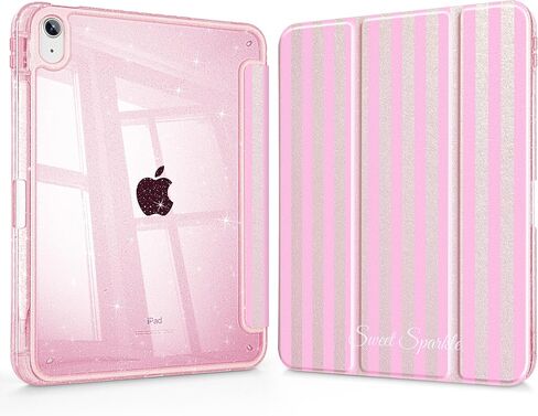 May Chen Gitter Pearl Silk for iPad (A16) 11th Generation Case 11 inch 2025, iPad 10th Gen Case 2022 10.9 inch, Sparkly Clear Back PC Protective Stand Back Cover with Pencil Holder, Cute Bear & Bow in Kuwait