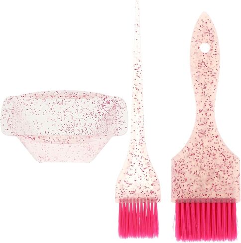 Lurrose Hair Dye Coloring Kit, Hair Color Mixing Bowl Tinting Tail Comb Mini Glitter Brush& Bowl Set for DIY Hairdressing Tools Set of 3 Blue in Saudi Arabia