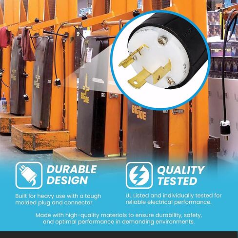 IronBox Electric - L6-30P to Locking C13 Power Cord - Rated for 10A, 250V - 18/3 AWG Jacket - Heavy Duty Extension Cable - Ideal for Generators, Servers, Data Centers & Industrial Equipment (6 feet) in Saudi Arabia