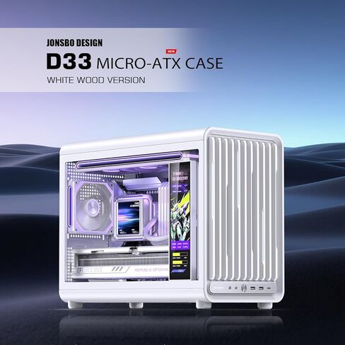 حافظة كمبيوتر JONSBO D33 White Micro ATX، حافظة MATX عالية تدفق الهواء مع لوحة زجاجية مقسى، 9 أوضاع للمروحة، توافق عالٍ، تدعم MATX BTF MB، وحدة معالجة الرسومات 435 مم/360AIO/172 مم، مبرد هواء ATX/SFX PSU، أبيض in Kuwait