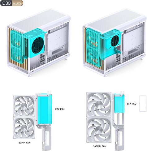 حافظة كمبيوتر JONSBO D33 White Micro ATX، حافظة MATX عالية تدفق الهواء مع لوحة زجاجية مقسى، 9 أوضاع للمروحة، توافق عالٍ، تدعم MATX BTF MB، وحدة معالجة الرسومات 435 مم/360AIO/172 مم، مبرد هواء ATX/SFX PSU، أبيض in Kuwait