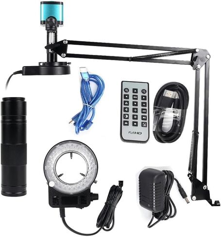 JOEBO Microscope Kit 1080P 48MP 4K 2K HDMI USB Video Microscope Camera Zoom 150X C-Mount Lens Big Vision for Phone Repair Digital Image Acquisition Microscope Lens Adapters(4K 48MP Set) in Kuwait