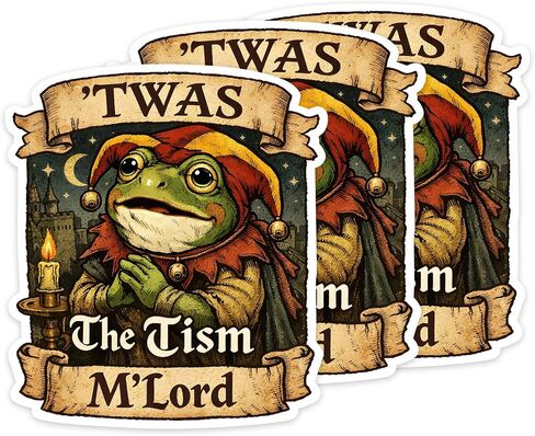 [3 PCS] TWAS The Tism M Lord Sticker Funny Medieval Frog Meme Dark Humor Design, Vintage Tism Sticker, Weird Dark Humor Stickers, Aesthetic Waterproof Stickers Funny for Laptop and Gear in Saudi Arabia