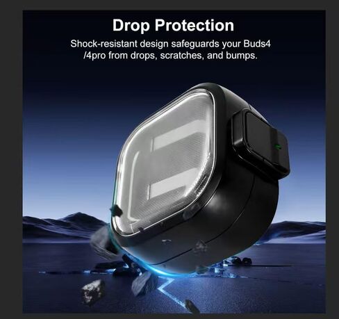 Case for Samsung Galaxy Buds 4 / Buds 4 Pro (2026), Secure Lock Protective Cover Shockproof Case with Keychain & Cleaning Pen, Precise Cutout, Wireless Charging Support (Clear) in Saudi Arabia