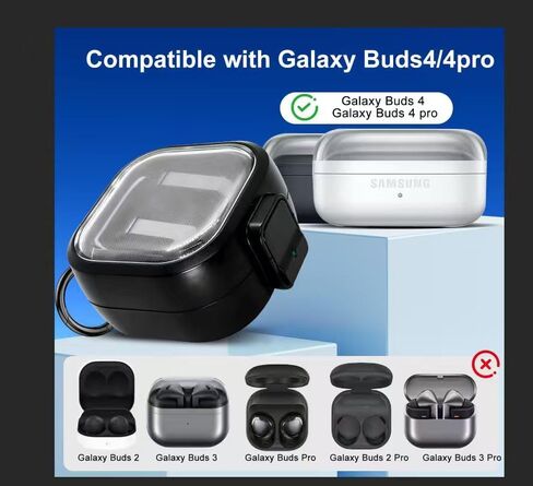 Case for Samsung Galaxy Buds 4 / Buds 4 Pro (2026), Secure Lock Protective Cover Shockproof Case with Keychain & Cleaning Pen, Precise Cutout, Wireless Charging Support (Clear) in Saudi Arabia