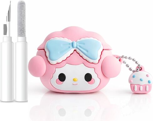 متوافق مع غطاء حافظة AirPods 4 2024 مع مجموعة التنظيف، جراب من السيليكون المقاوم للصدمات لهاتف Apple Airpods 4 مع سلسلة مفاتيح للنساء والفتيات - ميلودي in Kuwait