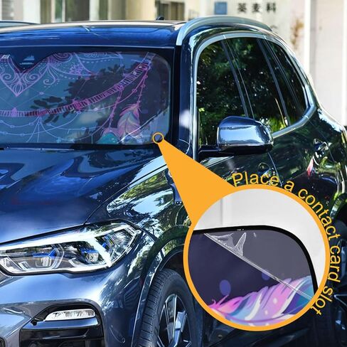 Indian Dream Catcher Feather Boho Windshield Sun Shade Blocks UV Rays Sun Visor Protector Sunshade Accordion Folding Sun Reflector Auto for Car Truck SUV to Keep Your Vehicle Cool in Saudi Arabia