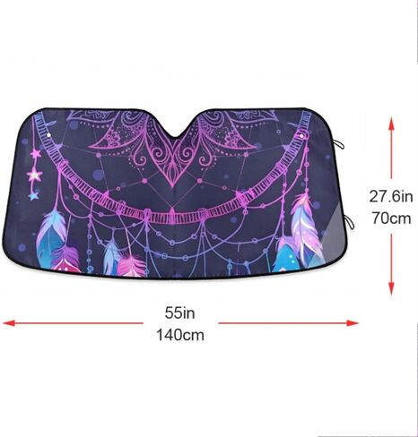 Indian Dream Catcher Feather Boho Windshield Sun Shade Blocks UV Rays Sun Visor Protector Sunshade Accordion Folding Sun Reflector Auto for Car Truck SUV to Keep Your Vehicle Cool in Saudi Arabia