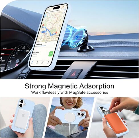 Telaso Magnetic for iPhone 16 Case, iPhone 16 Liquid Silicone Phone Case Compatible with Magsafe, with Microfiber Lining Protective Soft Anti-Scratch Slim Fit Phone Case for iPhone 16, Light Blue in Kuwait
