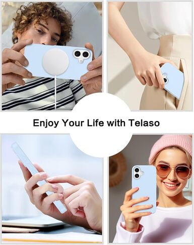Telaso Magnetic for iPhone 16 Case, iPhone 16 Liquid Silicone Phone Case Compatible with Magsafe, with Microfiber Lining Protective Soft Anti-Scratch Slim Fit Phone Case for iPhone 16, Light Blue in Kuwait