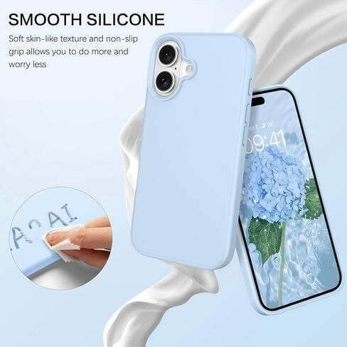 Telaso Magnetic for iPhone 16 Case, iPhone 16 Liquid Silicone Phone Case Compatible with Magsafe, with Microfiber Lining Protective Soft Anti-Scratch Slim Fit Phone Case for iPhone 16, Light Blue in Kuwait