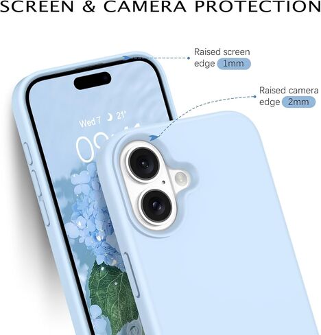 Telaso Magnetic for iPhone 16 Case, iPhone 16 Liquid Silicone Phone Case Compatible with Magsafe, with Microfiber Lining Protective Soft Anti-Scratch Slim Fit Phone Case for iPhone 16, Light Blue in Kuwait