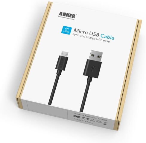 كابل أنكر بطول 6 أقدام / 1.8 متر من مايكرو يو إس بي إلى يو إس بي. USB 2.0 عالي السرعة A Male إلى Micro B لأجهزة Android وSamsung وHTC وMotorola وSprint وNokia وLG وHP وSony وBlackBerry وغيرها الكثير. in Kuwait