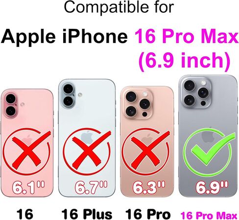 حافظة محفظة لهاتف iPhone 16 Pro Max، مع حامل بطاقات إغلاق مغناطيسي بخاصية RFID ومسند وغطاء قلاب واقٍ مقاوم للصدمات، لون عنابي in Kuwait