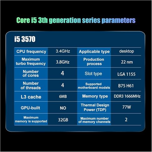معالج Xeon I CPU I5 3570 رباعي c 3.4 جيجا هرتز L3 = 6 متر 77 واط مقبس LGA 1155 I5-3570 سطح المكتب in Kuwait