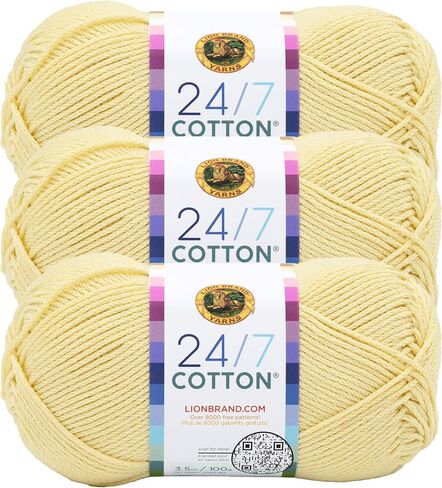 (3 Pack) Lion Brand Yarn 761-144 24/7 Cotton Yarn, Magenta in Kuwait