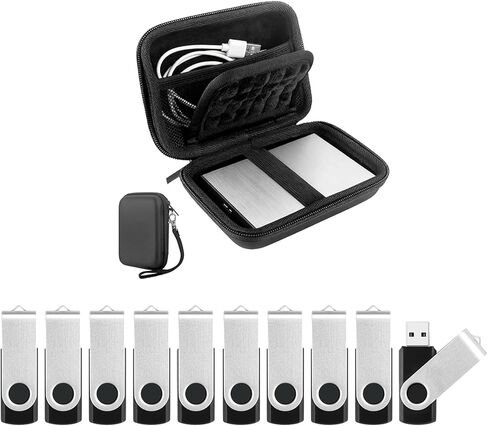 محرك أقراص فلاش سعة 8 جيجابايت مكون من 10 حزم وحقيبة محرك أقراص صلبة خارجي، USB 2.0 محرك أقراص إبهام USB للنسخ الاحتياطي لتخزين البيانات، حقيبة حمل واقية مقاومة للصدمات من مادة EVA لتخزين SSD Passport USB in Kuwait