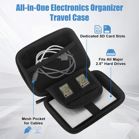 محرك أقراص فلاش سعة 8 جيجابايت مكون من 10 حزم وحقيبة محرك أقراص صلبة خارجي، USB 2.0 محرك أقراص إبهام USB للنسخ الاحتياطي لتخزين البيانات، حقيبة حمل واقية مقاومة للصدمات من مادة EVA لتخزين SSD Passport USB in Kuwait