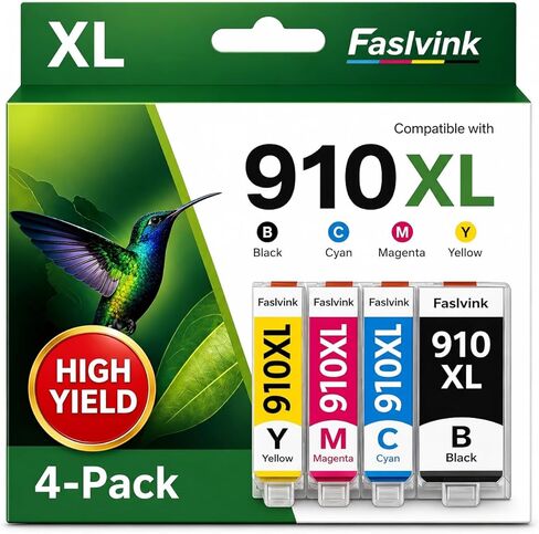910XL 910 Ink Cartridges for HP Printers 4 Pack Compatible for HP 910XL Ink Cartridges Combo Pack Works with HP OfficeJet Pro 8025 8035 8020 8022 8028, Black Cyan Magenta Yellow in Kuwait