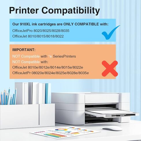 910XL 910 Ink Cartridges for HP Printers 4 Pack Compatible for HP 910XL Ink Cartridges Combo Pack Works with HP OfficeJet Pro 8025 8035 8020 8022 8028, Black Cyan Magenta Yellow in Kuwait