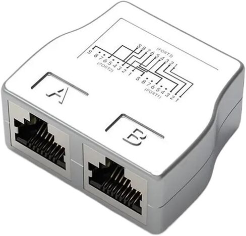 RJ45 Coupler 1 to 2 Way Splitter Connector Adapter Ethernet Modular(Silver 5 Pairs) in Saudi Arabia
