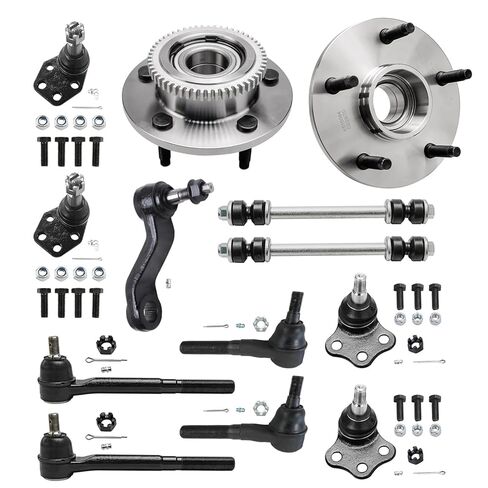 Detroit Axle - 2WD Front Wheel Bearing Hubs for 2000-2001 Dodge Ram 1500, 2 Wheel Bearing Hubs 2 Sway Bar Links 4 Inner Outer Tie Rods 4 Upper Lower Ball Joints Pitman Arm Replacement - 13pc Set in Saudi Arabia