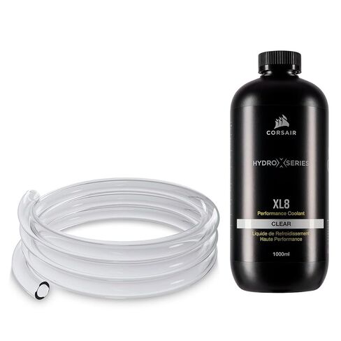 مجموعة Corsair Hydro X Series XT 3/8 بوصة ID و1/2 بوصة OD Clear Softline Tube (3 متر) وحزمة مبرد الكمبيوتر الشخصي Clear XL8 Performance (1000 مل) in Kuwait