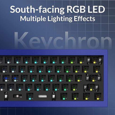Keychron Q4 Wired Custom Mechanical Keyboard Full Aluminum Barebone Version, Hot-Swappable 60% Layout, Double-Gasket DIY Kit, QMK/VIA Programmable Macro Compatible with Mac Windows Linux - Blue in Kuwait