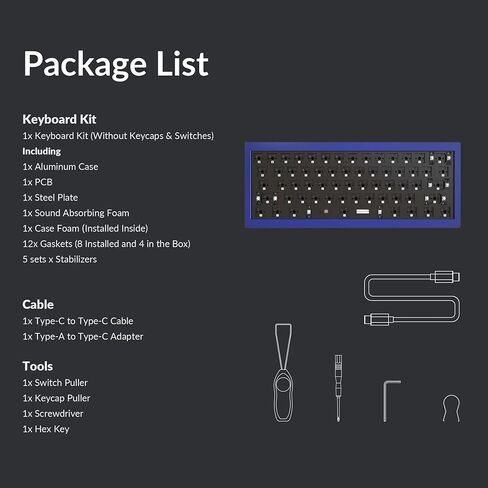 Keychron Q4 Wired Custom Mechanical Keyboard Full Aluminum Barebone Version, Hot-Swappable 60% Layout, Double-Gasket DIY Kit, QMK/VIA Programmable Macro Compatible with Mac Windows Linux - Blue in Kuwait