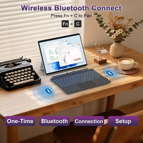 لوحة مفاتيح Surface Pro 11/10/X/9/8، لوحة مفاتيح مغناطيسية لاسلكية تعمل بالبلوتوث مع إضاءة خلفية بـ 7 ألوان، لوحة تتبع متعددة اللمس، بطارية قابلة لإعادة الشحن in Kuwait