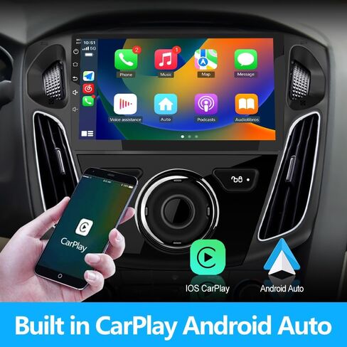 راديو سيارة Android 13 لسيارة Ford Focus 2012-2017، نظام ملاحة GPS مقاس 9 بوصات مدمج في CarPlay اللاسلكي Android Auto Bluetooth WiFi SWC Head Unit Auto FM/AM DSP Wireless Update [2G+64G] in Kuwait