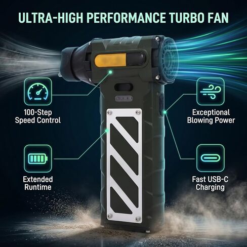 Generic Electric Air Duster, 110000RPM High Speed Blower with 0-100 Sliding Speed Adjustment Type C Fast Charging for Dust Removal Hair Drying Car Cleaning Digital Product Cooling in Kuwait
