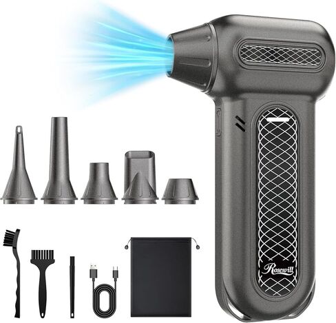 Rosewill Electric Air Duster - 130,000 RPM Super Power Cordless Compressed with Turbo Mode, 4-Gear Adjustable Mini Blower with Fast Charging, Inflation and Suction, Dust Blower for Computer, Keyboard in Kuwait