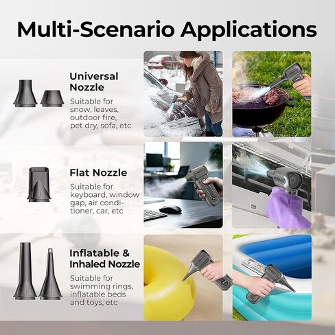 Rosewill Electric Air Duster - 130,000 RPM Super Power Cordless Compressed with Turbo Mode, 4-Gear Adjustable Mini Blower with Fast Charging, Inflation and Suction, Dust Blower for Computer, Keyboard in Kuwait