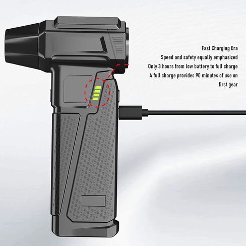 Compressed Air Duster 130000RPM 4 Speed Adjustable Portable Dust Blower with 4000mAh Battery and LED Light for Electronics Laptop Keyboard PC Car in Kuwait