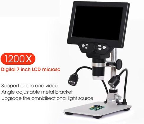 مجهر G1200 مجهر 1200X مجهر فيديو إلكتروني مع مجهر لحام 7 بوصة HD LCD لإصلاح الهاتف المحمول عدسة مكبرة in Kuwait