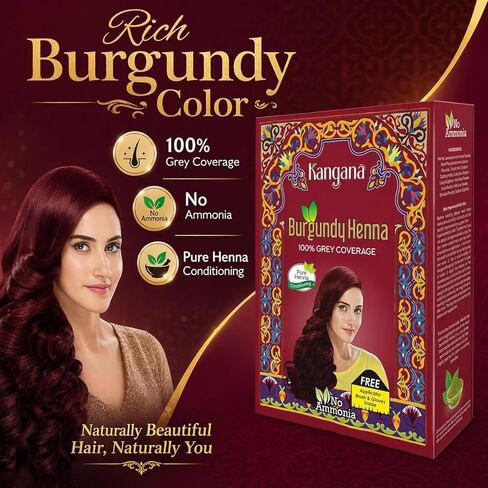 Burgundy Henna Powder for 100% Grey Coverage - Natural Henna Powder for Hair Dye/Color - 5 pouches inside- Total 50g (1.8 Oz) in Saudi Arabia