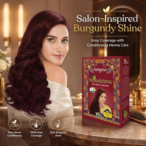 Burgundy Henna Powder for 100% Grey Coverage - Natural Henna Powder for Hair Dye/Color - 5 pouches inside- Total 50g (1.8 Oz) in Saudi Arabia