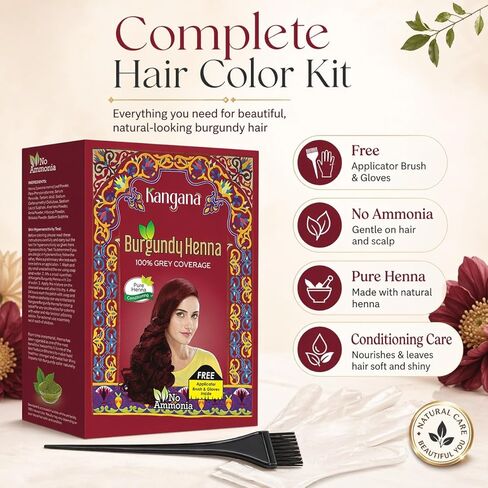 Burgundy Henna Powder for 100% Grey Coverage - Natural Henna Powder for Hair Dye/Color - 5 pouches inside- Total 50g (1.8 Oz) in Saudi Arabia