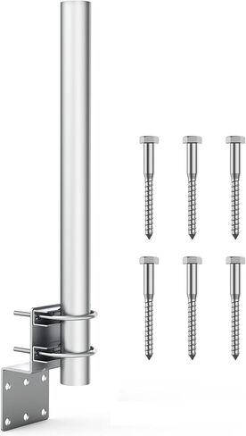 Antenna Pole Mount Accessory with Double U-Bolts, Outdoor Antenna Mast Mount Bracket for Weather Station, Yagi, Signal Booster and Expansion Kit Installation (Pole Length 15 3/4" and OD 1 1/4") in Kuwait