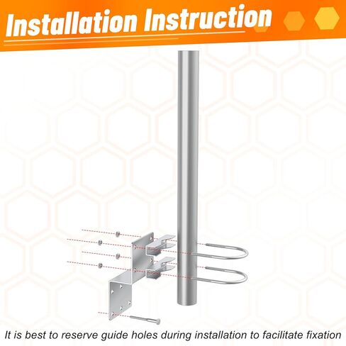 Antenna Pole Mount Accessory with Double U-Bolts, Outdoor Antenna Mast Mount Bracket for Weather Station, Yagi, Signal Booster and Expansion Kit Installation (Pole Length 15 3/4" and OD 1 1/4") in Kuwait