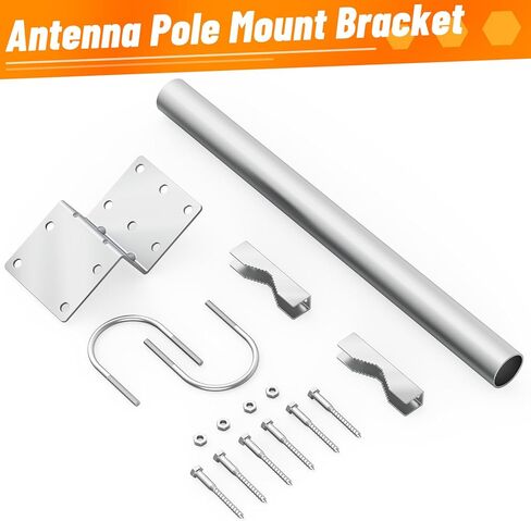 Antenna Pole Mount Accessory with Double U-Bolts, Outdoor Antenna Mast Mount Bracket for Weather Station, Yagi, Signal Booster and Expansion Kit Installation (Pole Length 15 3/4" and OD 1 1/4") in Kuwait