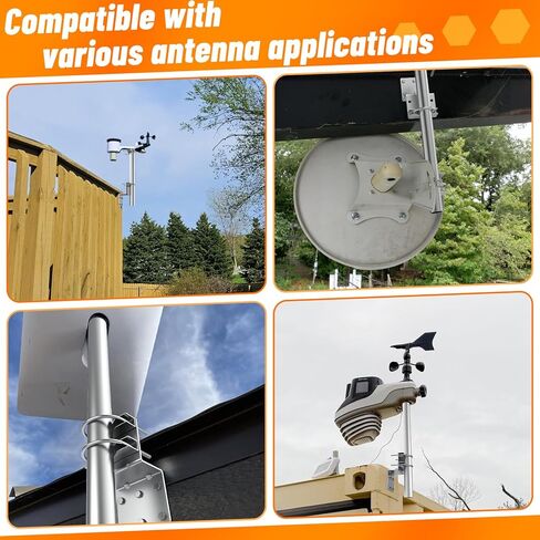 Antenna Pole Mount Accessory with Double U-Bolts, Outdoor Antenna Mast Mount Bracket for Weather Station, Yagi, Signal Booster and Expansion Kit Installation (Pole Length 15 3/4" and OD 1 1/4") in Kuwait
