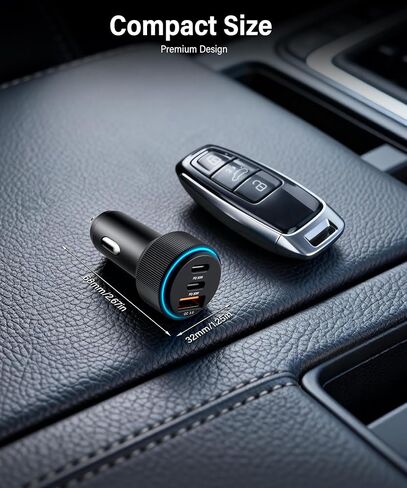 GaRhomxy 66W USB C Car Charger Fast Charging, 3-Port PD PPS/QC3.0 Cigarette Lighter Adapter for iPhone 17/16/15 Pro Max, Samsung S25/S24 Super Fast Charging, iPad, Android etc, Car Phone Accessories in Kuwait