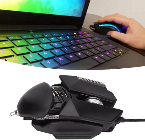 ماوس ألعاب سلكي، ميكانيكي RGB بدقة 12800 نقطة في البوصة، تعديل قابل للسحب، RGB USB أسود، أزرار 6D للألعاب، ماوس سلكي للألعاب، إضاءة ديناميكية مريحة لألعاب الكمبيوتر in Kuwait