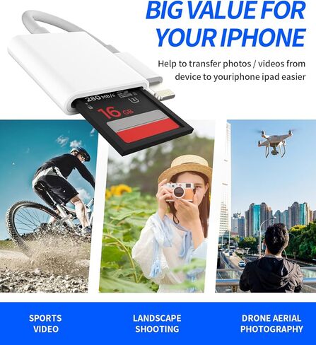 محول قارئ بطاقات Lightning SD لهاتف iPhone 14 13 12 11 Pro Max قارئ بطاقات كاميرا رقمية محول بطاقة ذاكرة الهاتف ملحقات الذاكرة الخارجية لـ Apple MFI معتمد لقارئ iPad Pro Air in Kuwait