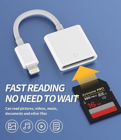 قارئ بطاقة SD إلى قارئ بطاقة Lightning وقارئ بطاقة الفاصل وقارئ بطاقة الذاكرة ومحول بطاقة الذاكرة المتوافقة مع iPhone 14 Pro 13 12 11 Pro Max Mini 8 7 Plus X Xs Xr لجهاز iPad Air IP-SD in Kuwait