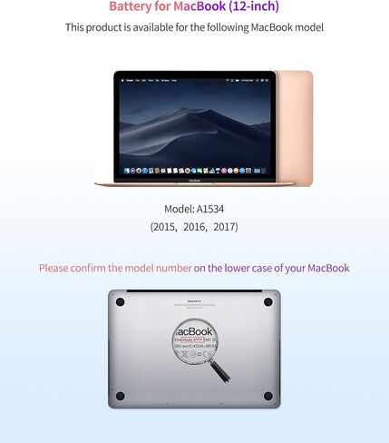 ASMARK A1527/A1705 بديل البطارية لجهاز MacBook 12 بوصة A1534 (2015، 2016، 2017) in Kuwait