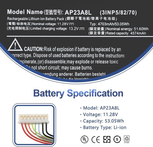 استبدال بطارية الكمبيوتر المحمول AP23A8L لجهاز Aspire Go 15 AG15-31P Aspire 3 A315-24P A317-55P Extensa 15 EX215-23 Series AP23A7L AP23A5L 53.05Wh 11.28V 4703mAh in Kuwait